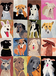 Цианотипия: создаём сине-белые открытки с собачками по книге «Твоя собака» Елены Булай.